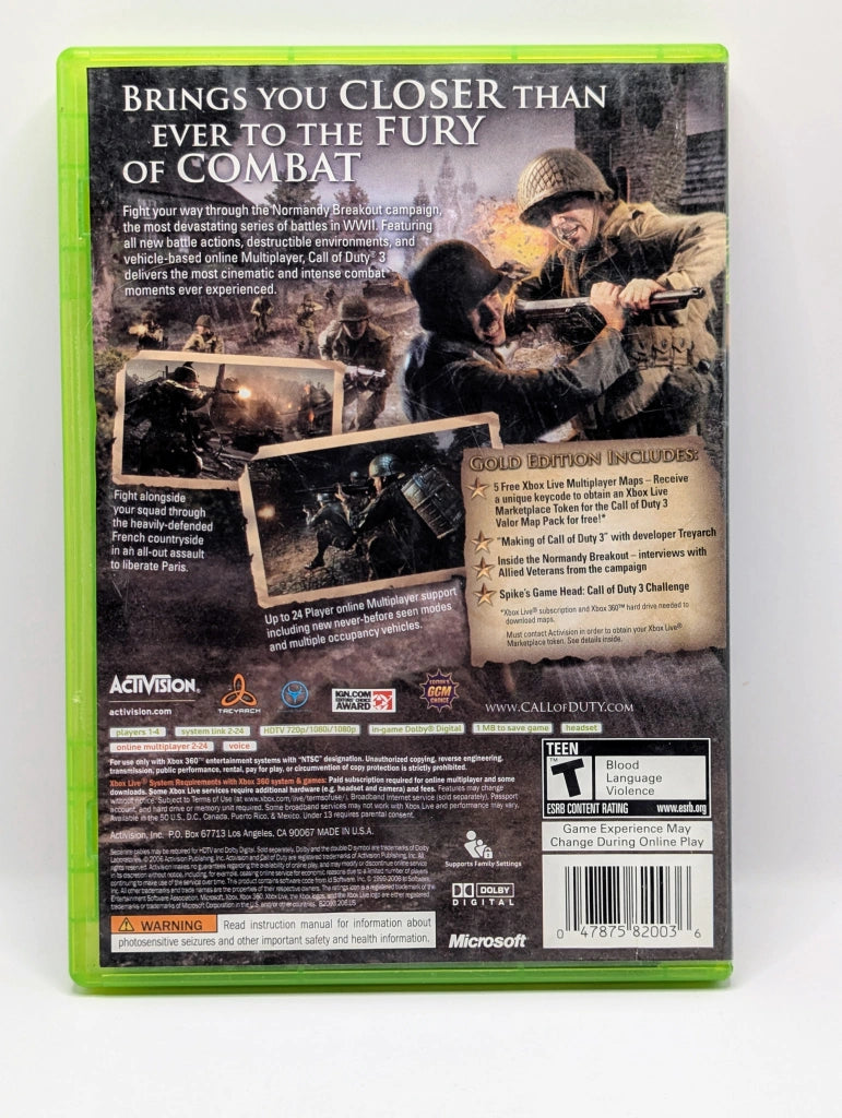 Call of Duty 3 [Édition Gold] [État]
