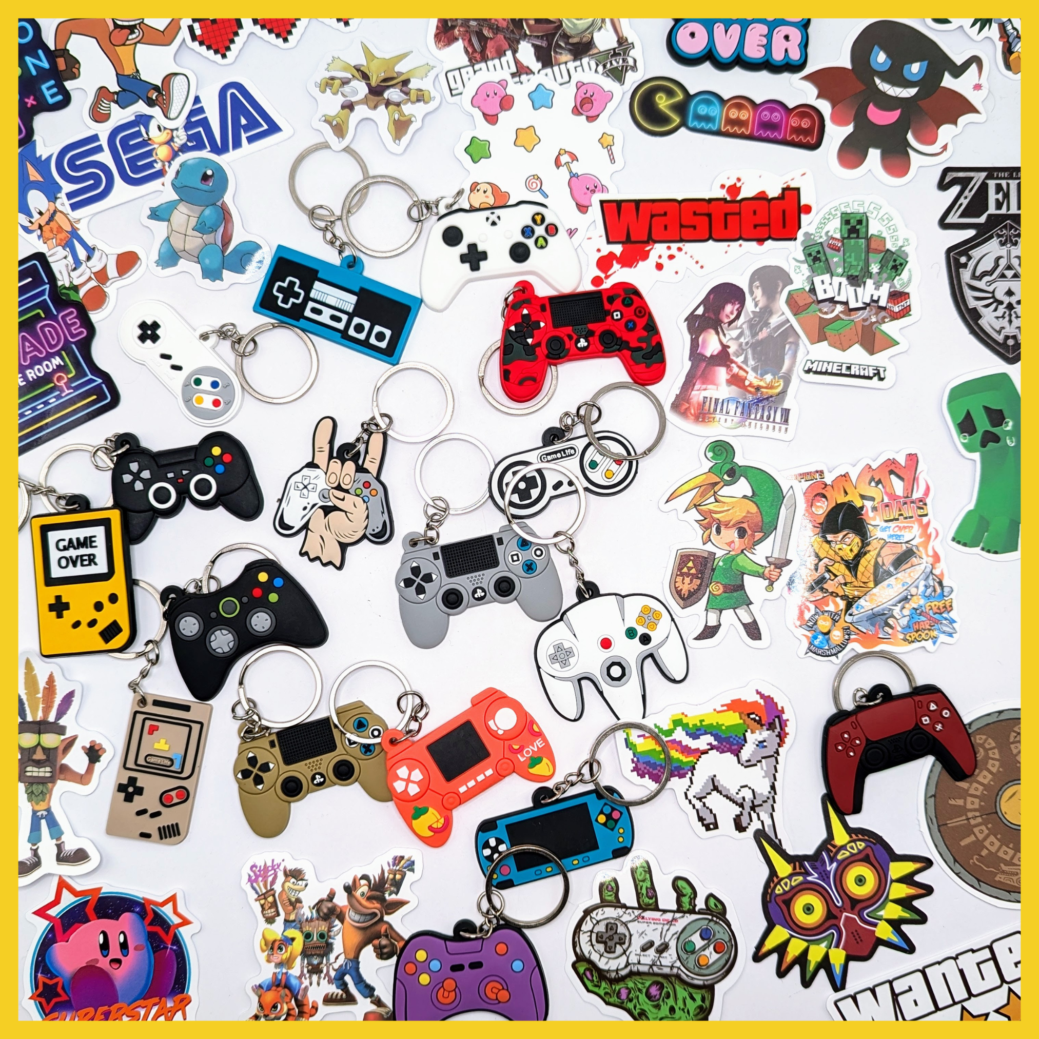 Free Gift: Mystery Gaming Keychain and 5 Gaming Stickers!